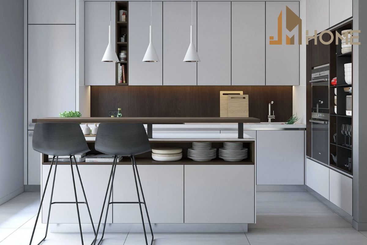 Mẫu cải tạo phòng bếp đẹp tinh tế với phong cách tối giản