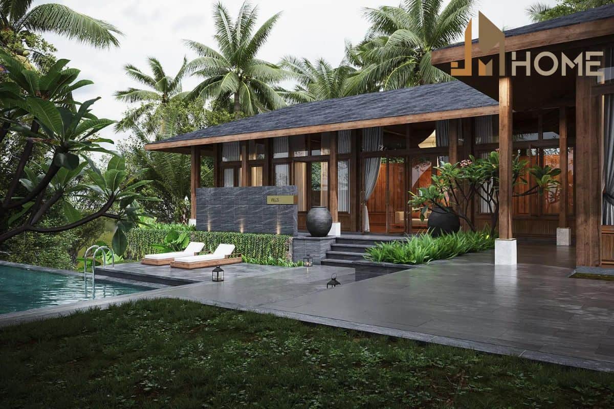 Mẫu nhà vườn cấp 4 kết hợp không gian nghỉ dưỡng