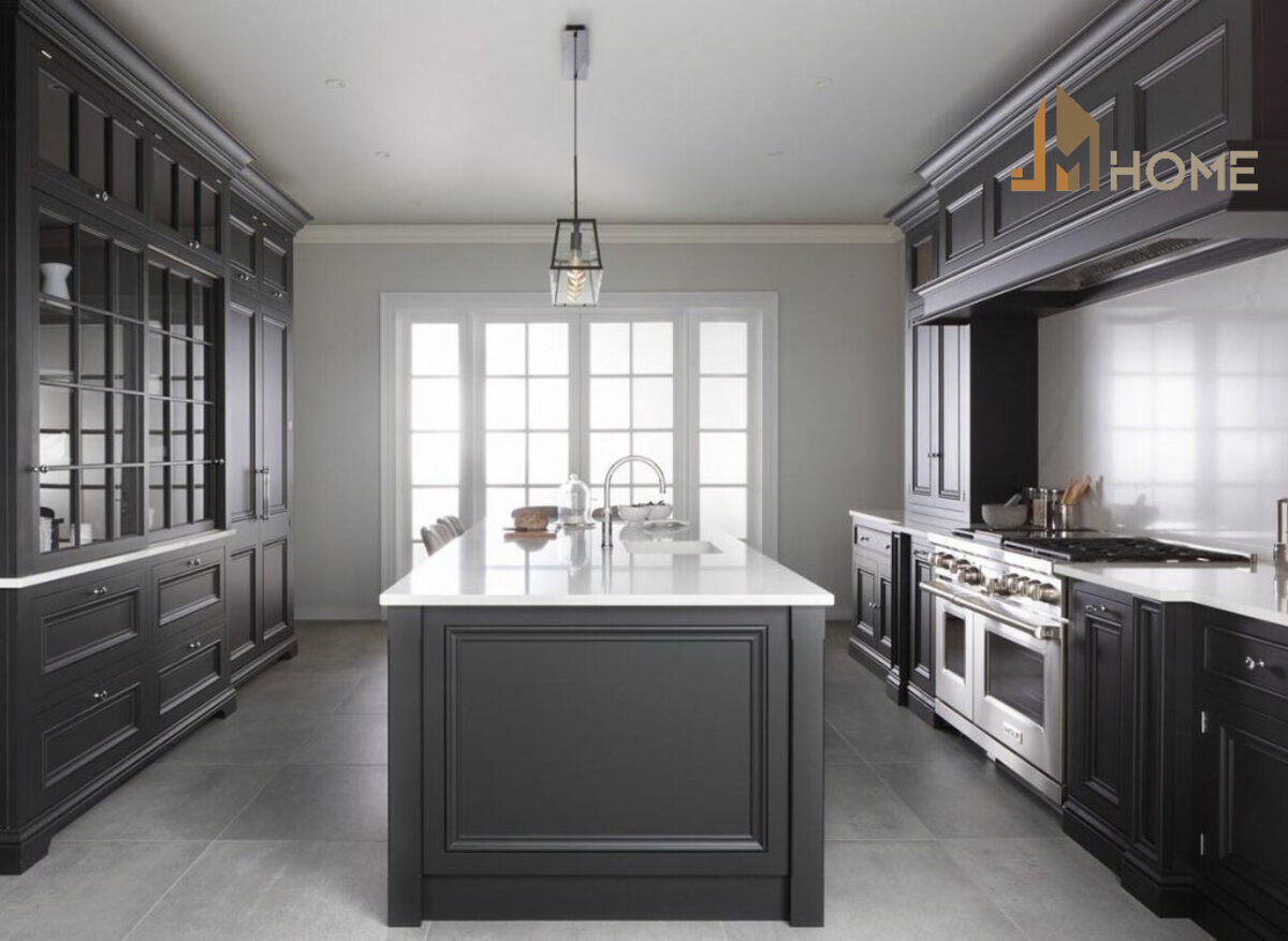 Tủ bếp dạng dài đơn điệu mang lại khả năng tiết kiệm không gian