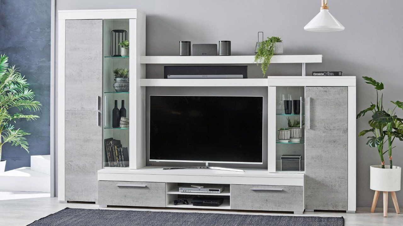 Phối màu sắc kệ tivi thống nhất với phong cách thiết kế nội thất căn hộ