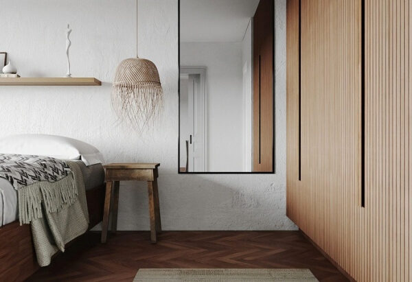 Cách đặt gương trong phòng ngủ treo tường giúp tiết kiệm không gian