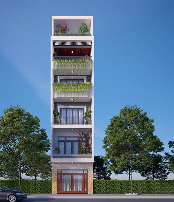 Ánh sáng và thông gió trong thiết kế nhà phố 6 tầng hiện đại