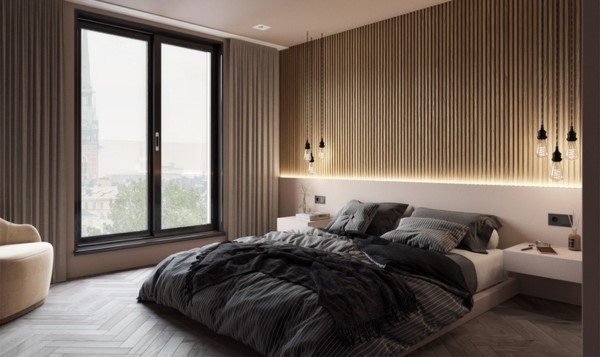 Cách trang trí đầu giường ngủ làm từ gỗ