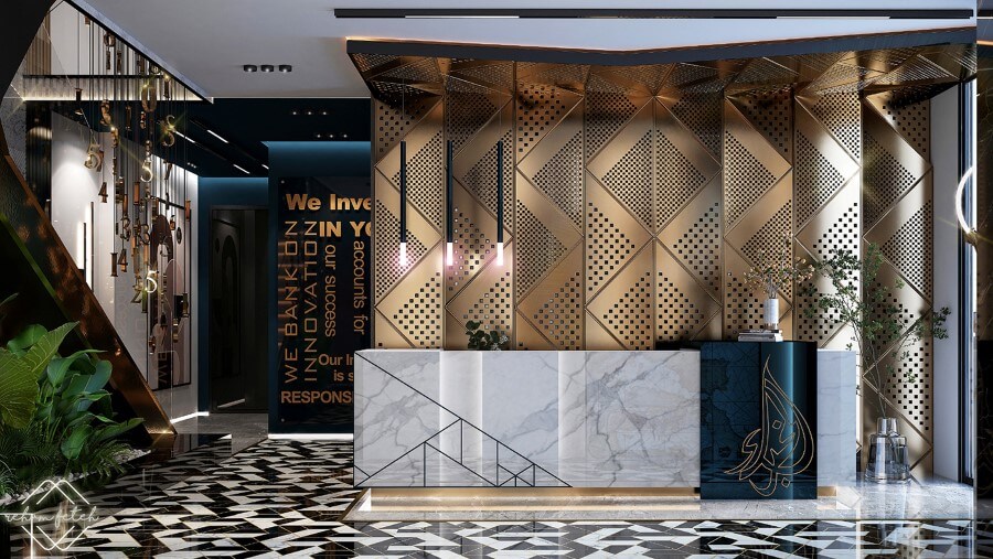  Mẫu thiết kế sảnh văn phòng theo phong cách luxury