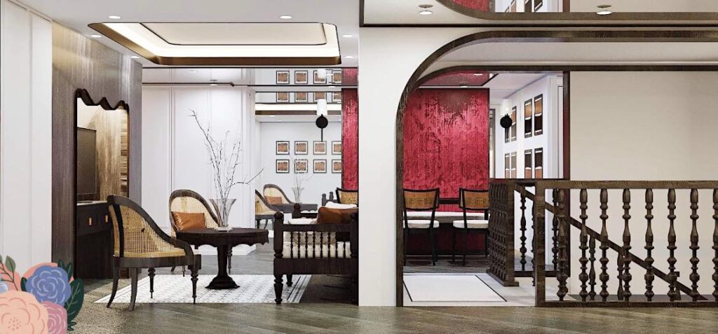 Chất liệu truyền thống pha nét hiện đại của căn hộ phong cách Indochine 