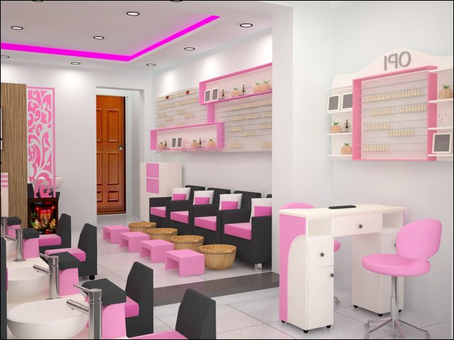 Cách bố trí tủ kệ dùng để trang trí tiệm nail