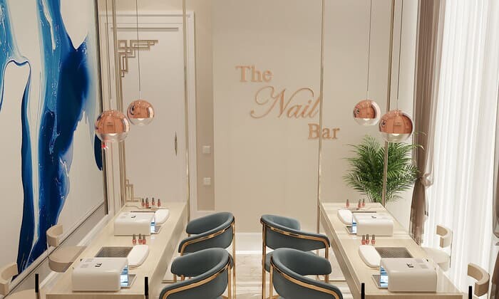 Mẫu thiết kế tiệm nail nhỏ đẹp mang phong cách tân cổ điển