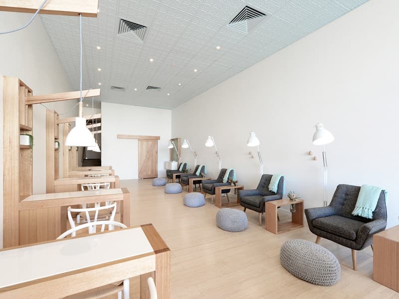 Decor tiệm nail phong cách tối giản