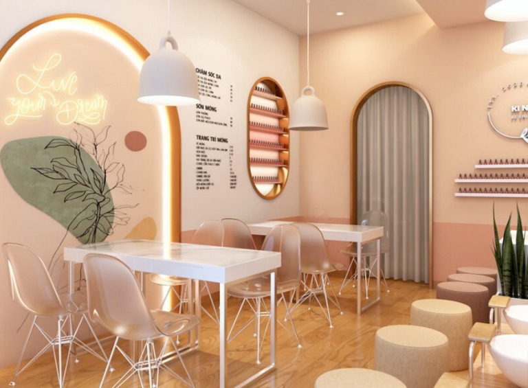 Tham khảo thiết kế tiệm nail nhỏ đơn giản nhưng thu hút