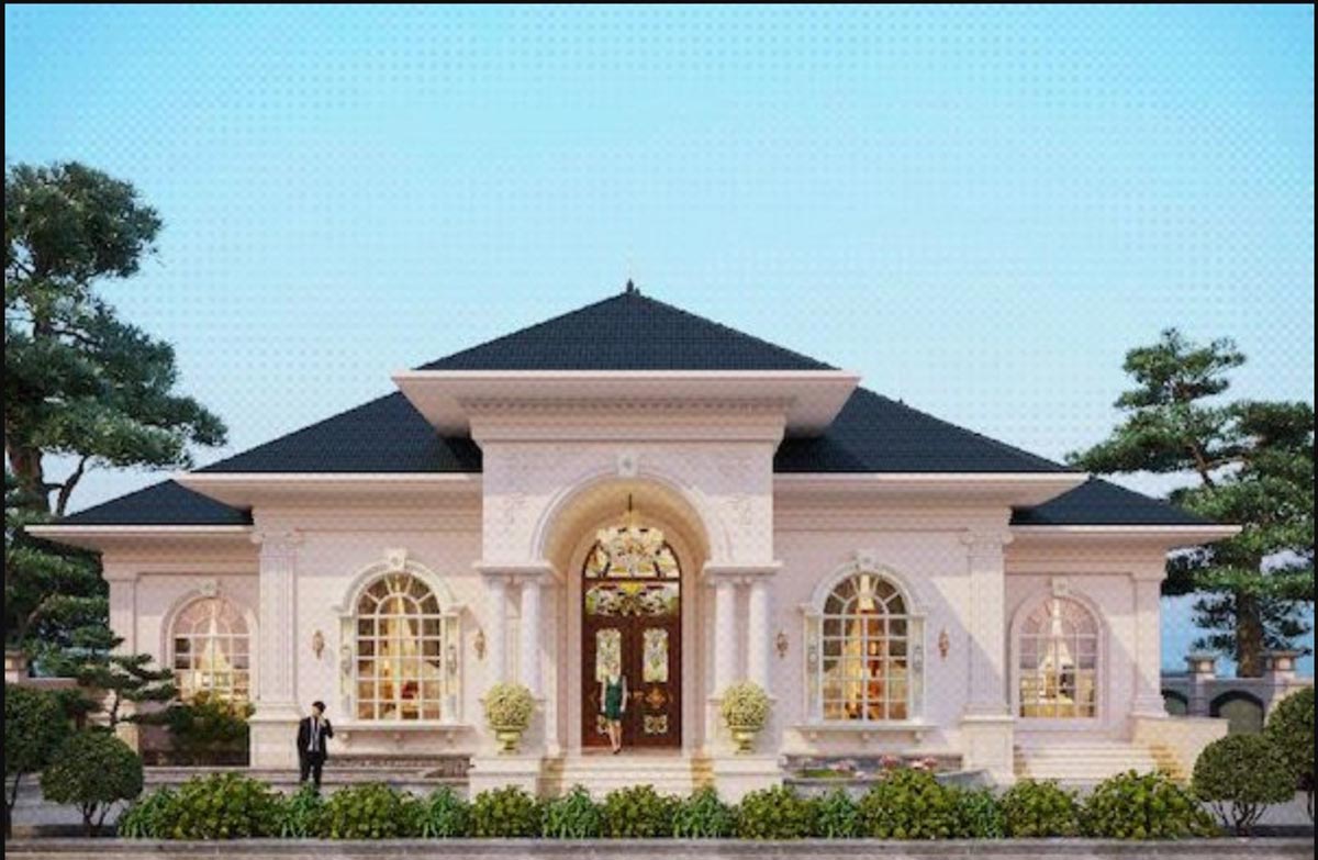 Thiết kế nhà 1 tầng kiểu châu Âu hiện đại