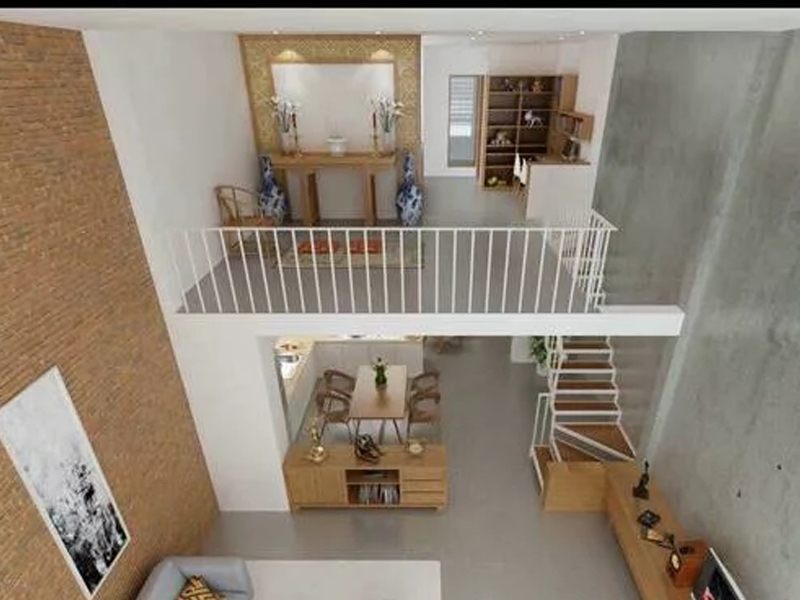  Nhà 2 tầng với gác lửng tiết kiệm diện tích