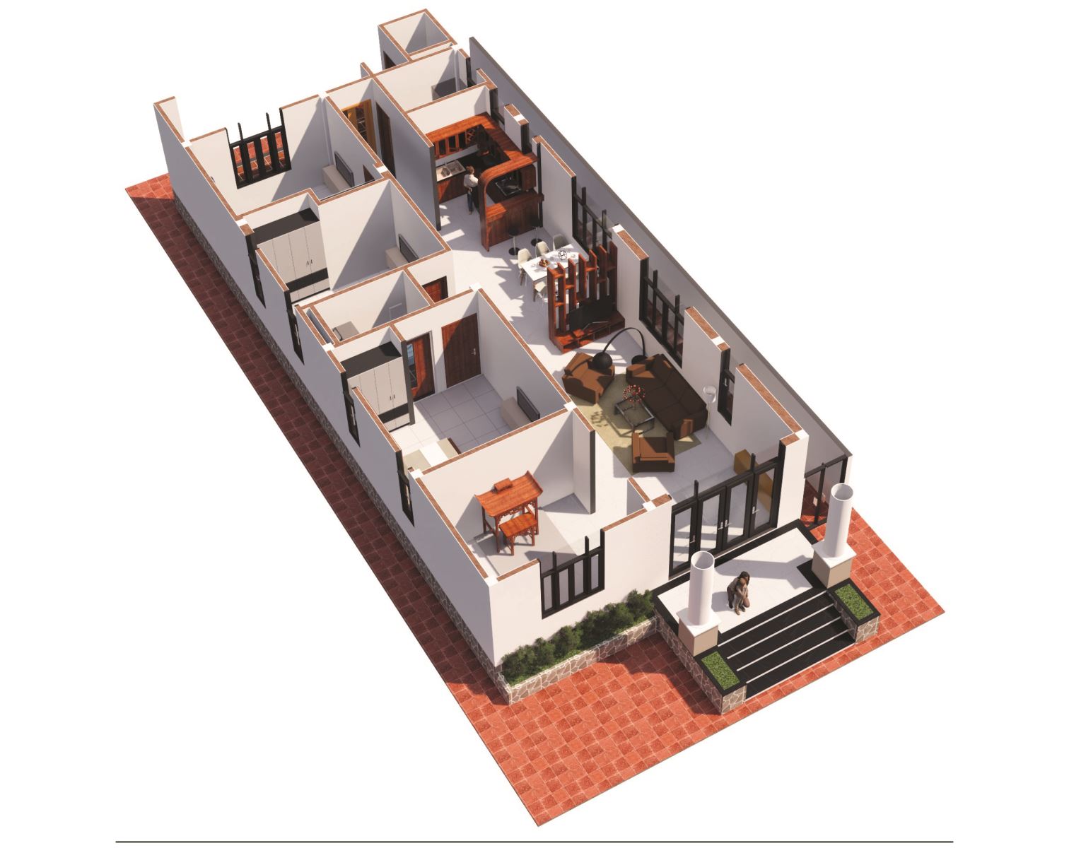 Nhà 1 tầng với nội thất hiện đại, tiện nghi