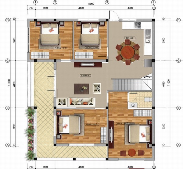 Bản vẽ thiết kế nhà 1 tầng cổ điển