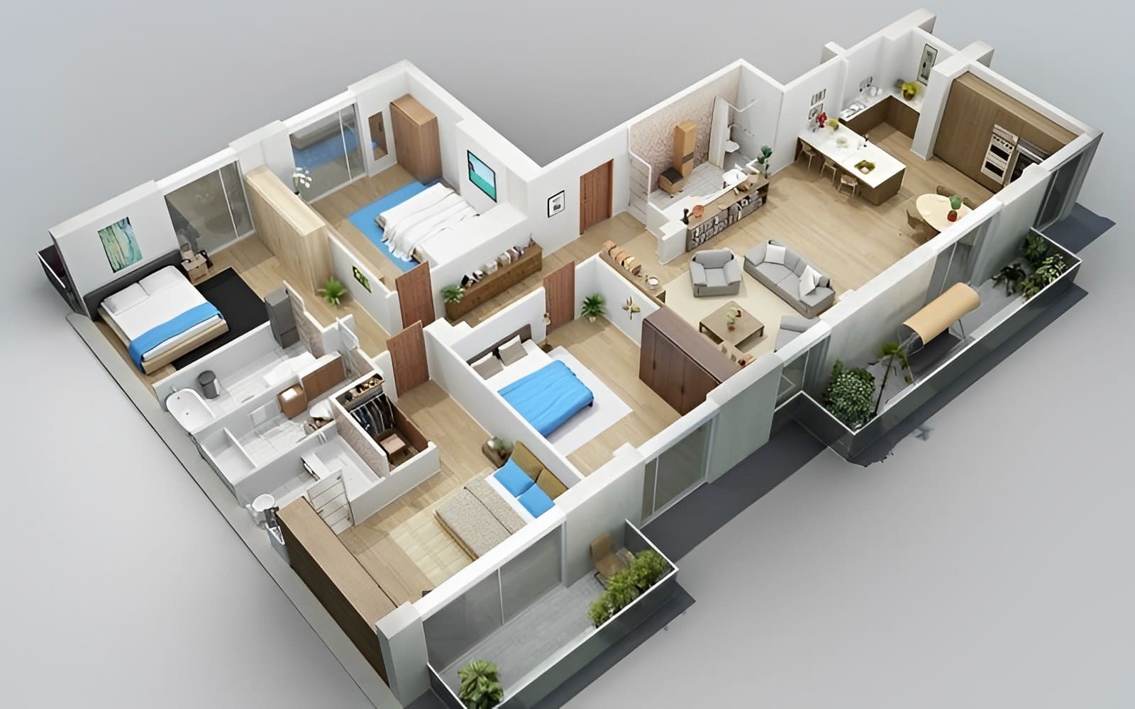 Bản vẽ nhà 1 tầng kiểu chữ L đẹp