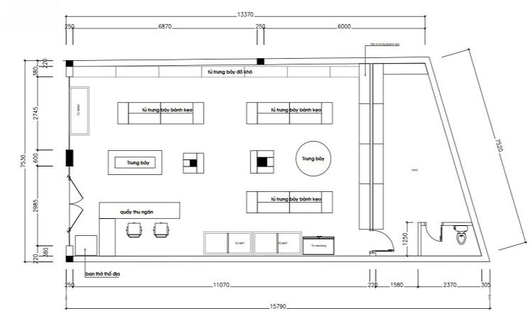 Mẫu bản vẽ thiết kế cửa hàng tiện lợi hot 2025