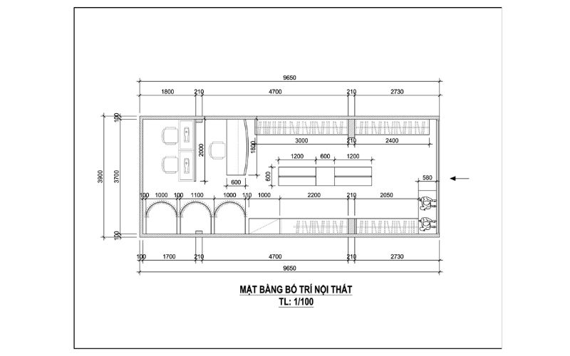 Bản vẽ thiết kế mặt bằng bố trí nội thất shop thời trang