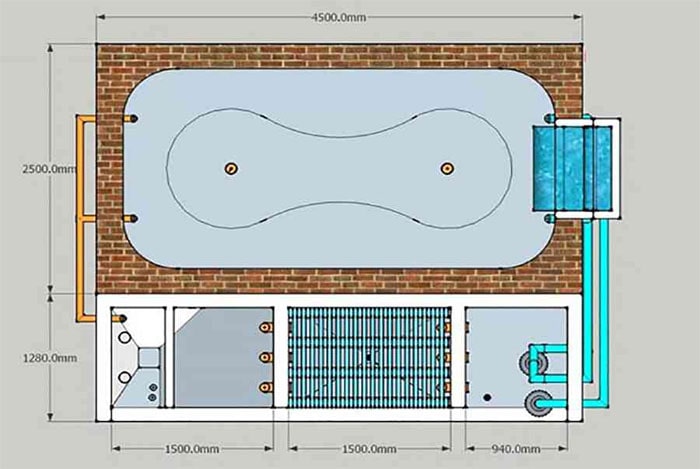 Top 15 bản vẽ thiết kế hồ cá Koi đạt kỹ thuật chi tiết nhất năm 2024 27 Hồ cá Koi hình vuông hiện đại, tiết kiệm diện tích