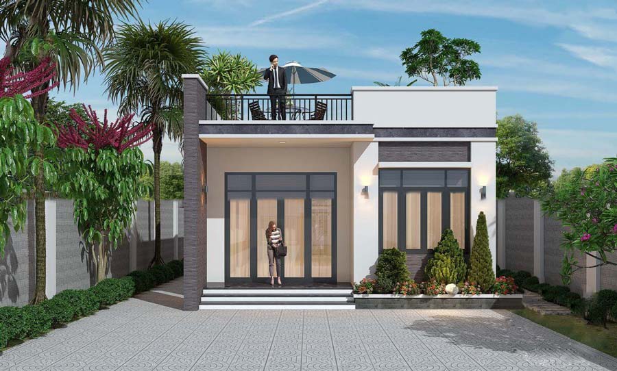 Nhà cấp 4 với sân thượng hiện đại