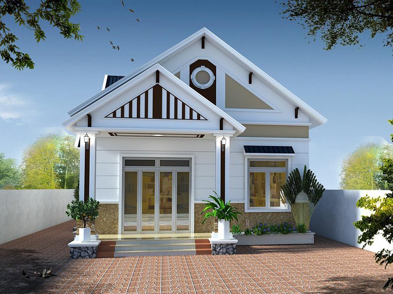 Nhà cấp 4 với cửa kính lớn tận dụng tối đa ánh sáng tự nhiên