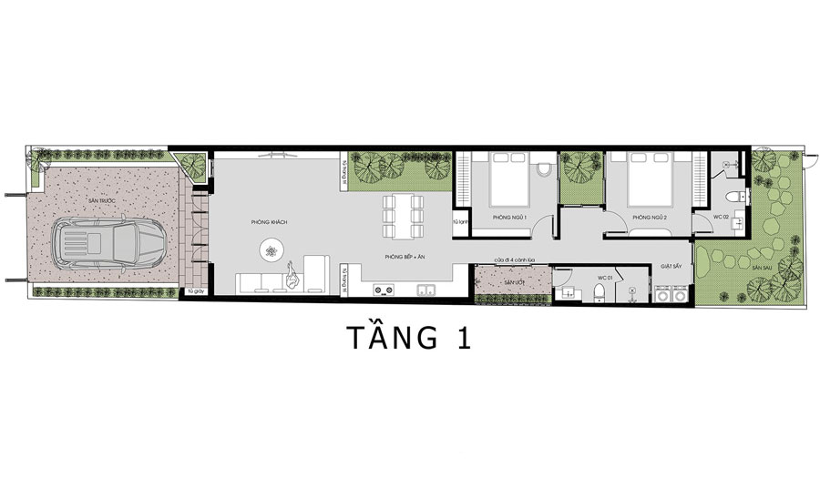 Bản vẽ thiết kế nhà cấp 4 với ban công thoáng đãng