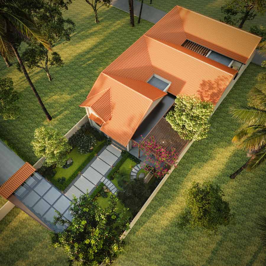 Nhà cấp 4 kết hợp với sân vườn rộng rãi