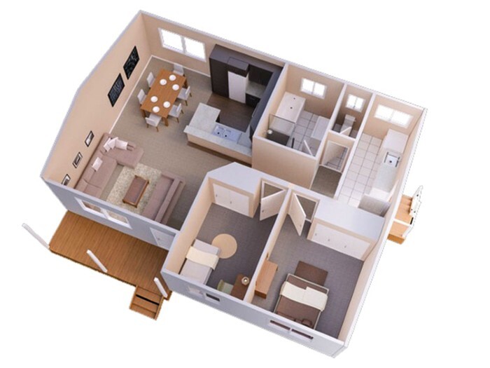 Tham khảo thiết kế nhà ống đẹp gồm 2 phòng ngủ