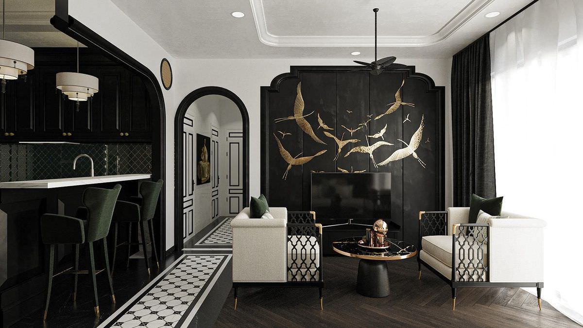 Phù điêu, tượng tròn truyền thống nước nhà trong thiết kế nội thất Indochine