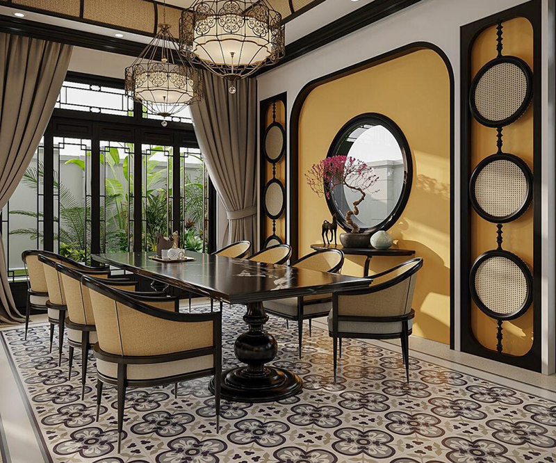 Phòng ăn theo phong cách nội thất Indochine