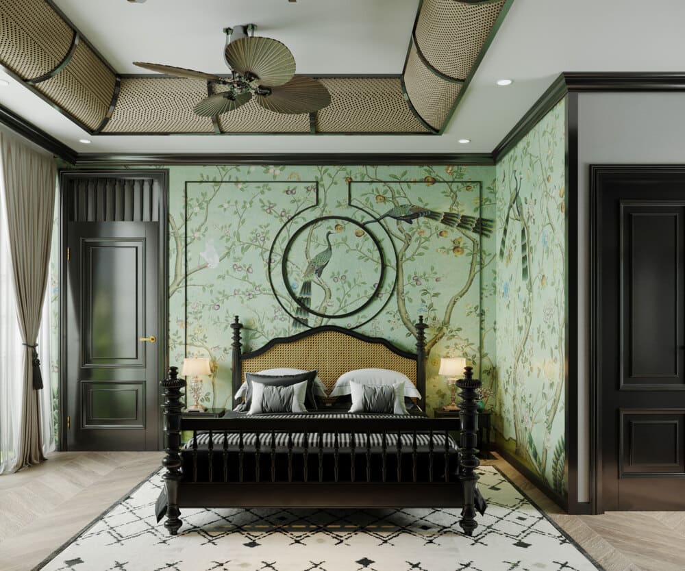 Phòng ngủ thư giãn với phong cách Indochine