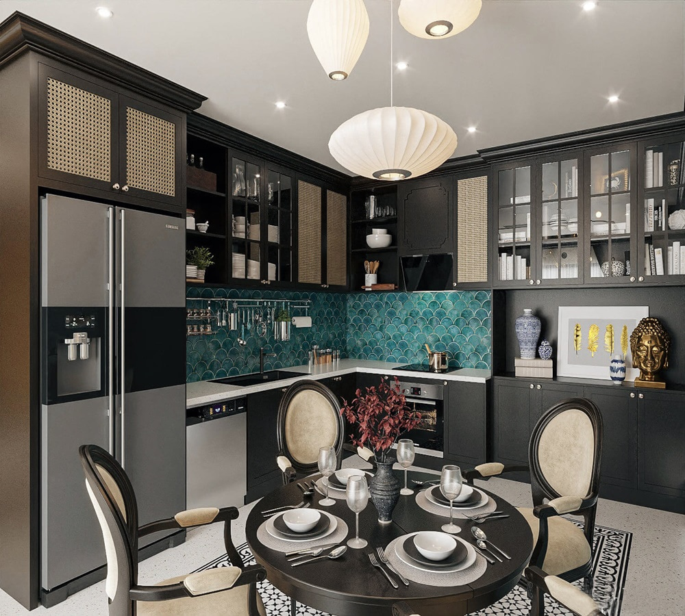 Phong cách nội thất Indochine tại phòng bếp