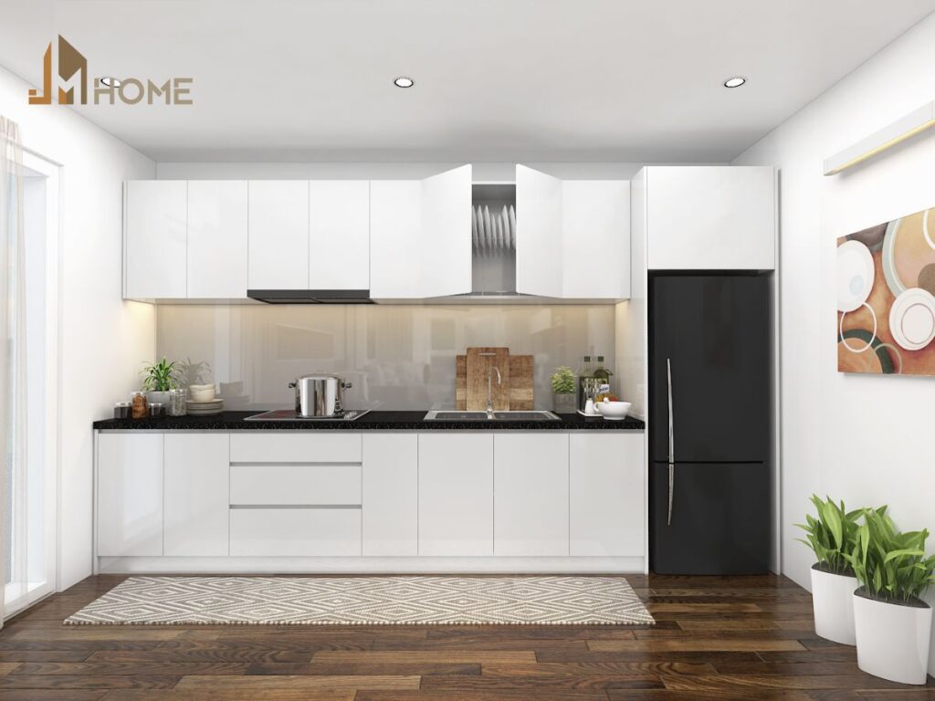 Mẫu thiết kế cải tạo bếp sử dụng màu trung tính