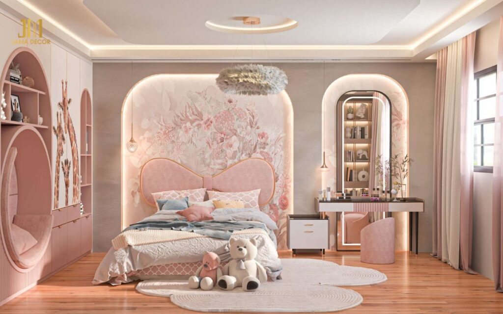 Khu vực giường đọc sách được bo tròn sẽ đem lại cho bé trải nghiệm đọc sách thoải mái nhất