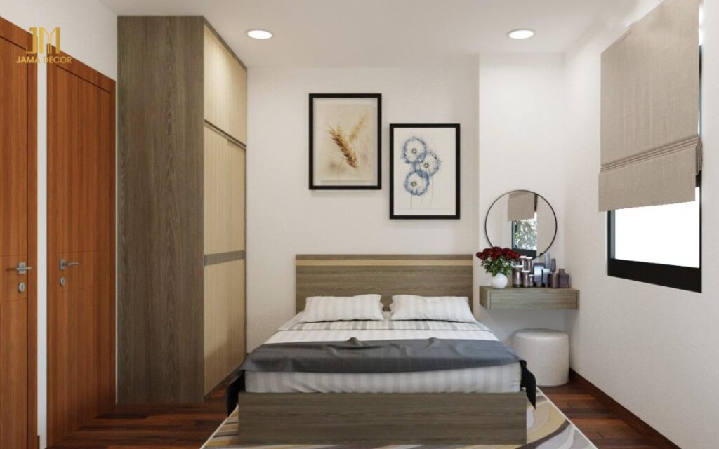 Mẫu thiết kế nội thất phòng ngủ chung cư 2 phòng ngủ 50m2 hiện đại