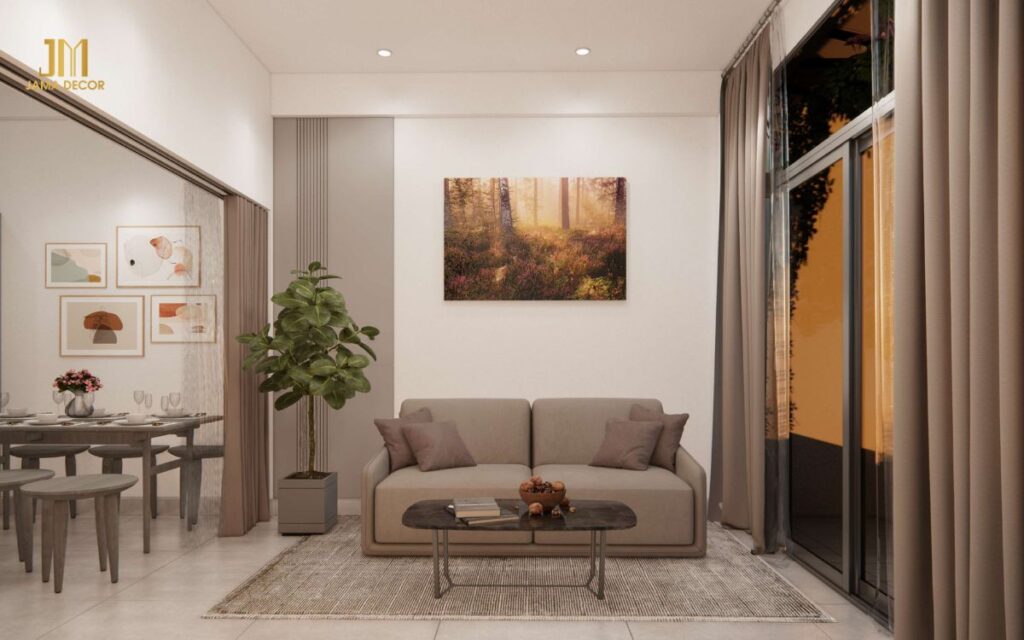  Mẫu thiết kế nội thất phòng khách chung cư 2 phòng ngủ 70m2 hiện đại