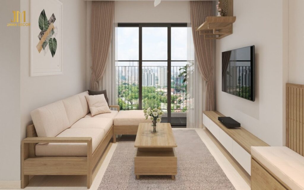 20 Mẫu thiết kế nội thất phòng khách 20m2 phong cách tối giản cho chung cư