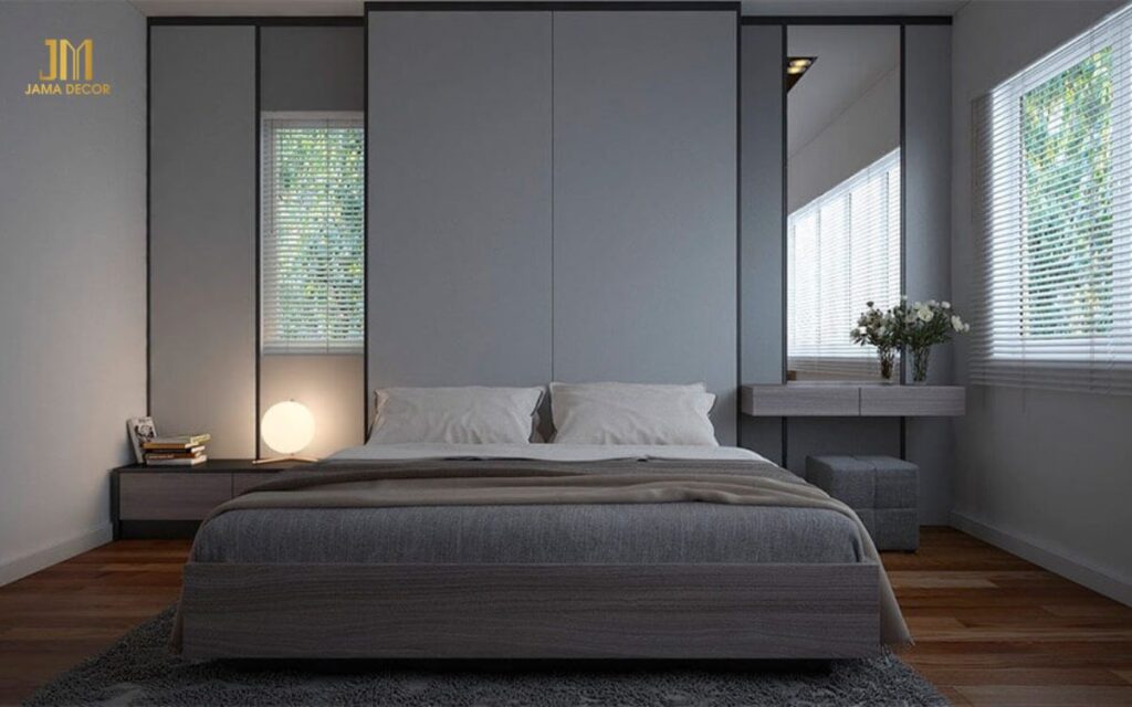 Chọn rèm cửa màu trắng hoặc xám tạo sự thanh lịch và trang trí căn phòng bằng cây cảnh