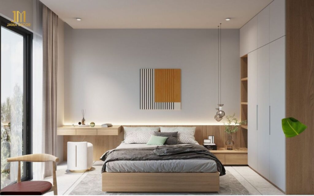 Bố trí từng khu vực chứng năng trong phòng ngủ 25m2