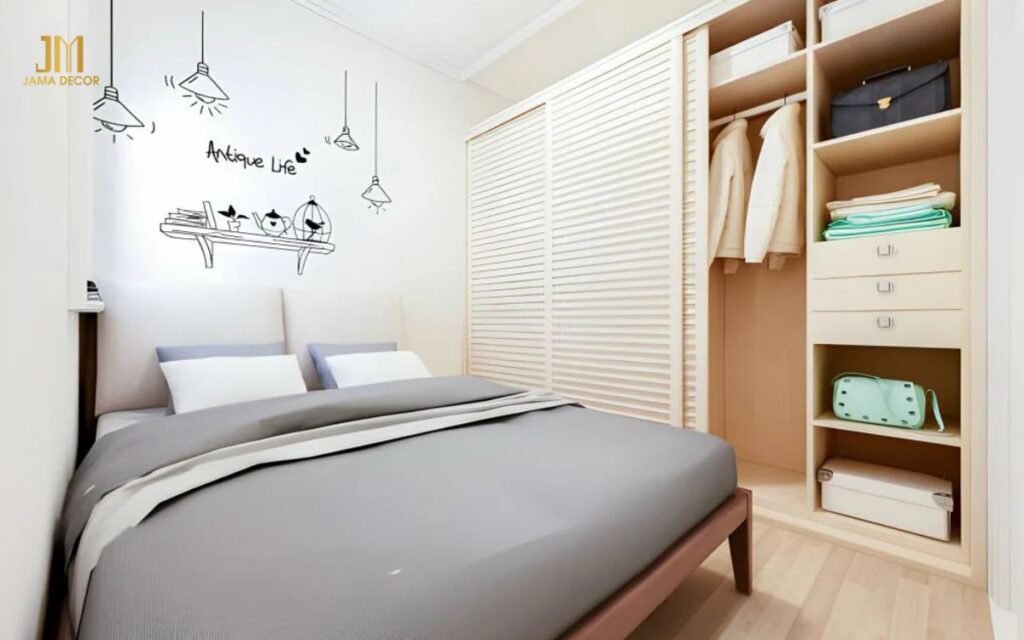 Mẫu thiết kế nội thất cho phòng ngủ 14m2 gỗ công nghiệp