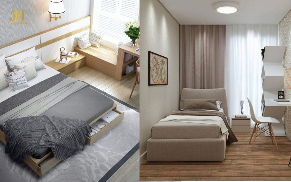 Mẫu thiết kế nội thất cho phòng ngủ 7m2 phong cách tối giản