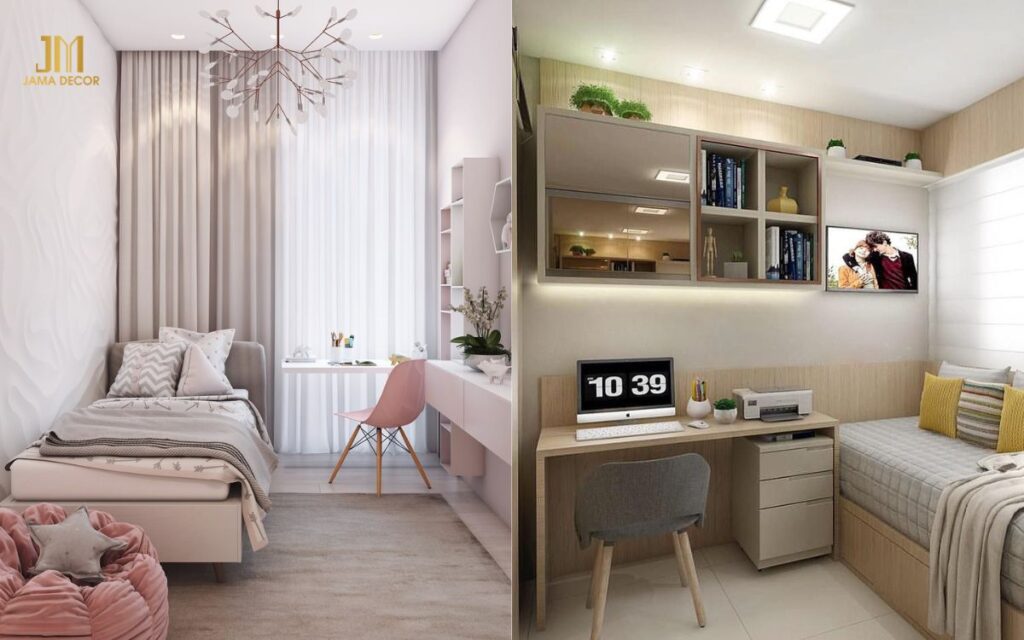 Sử dụng các vật trang trí không quá nổi bật sẽ tạo cảm giác rộng rãi, gọn gàng 