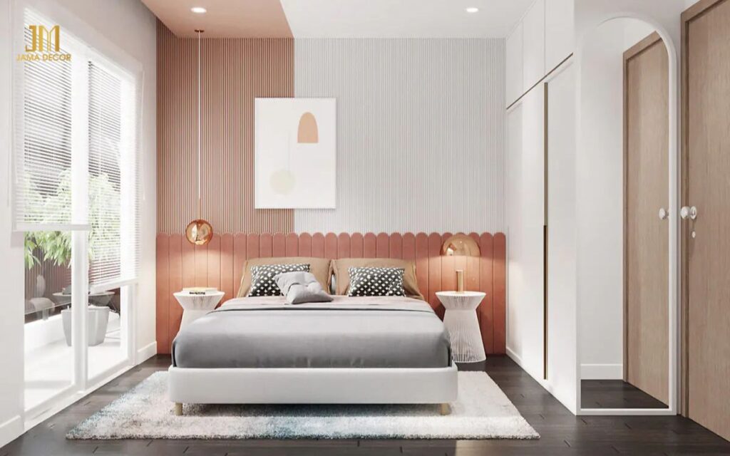 Mẫu thiết kế nội thất cho phòng ngủ 15m2 gam màu tươi sáng cho vợ chồng