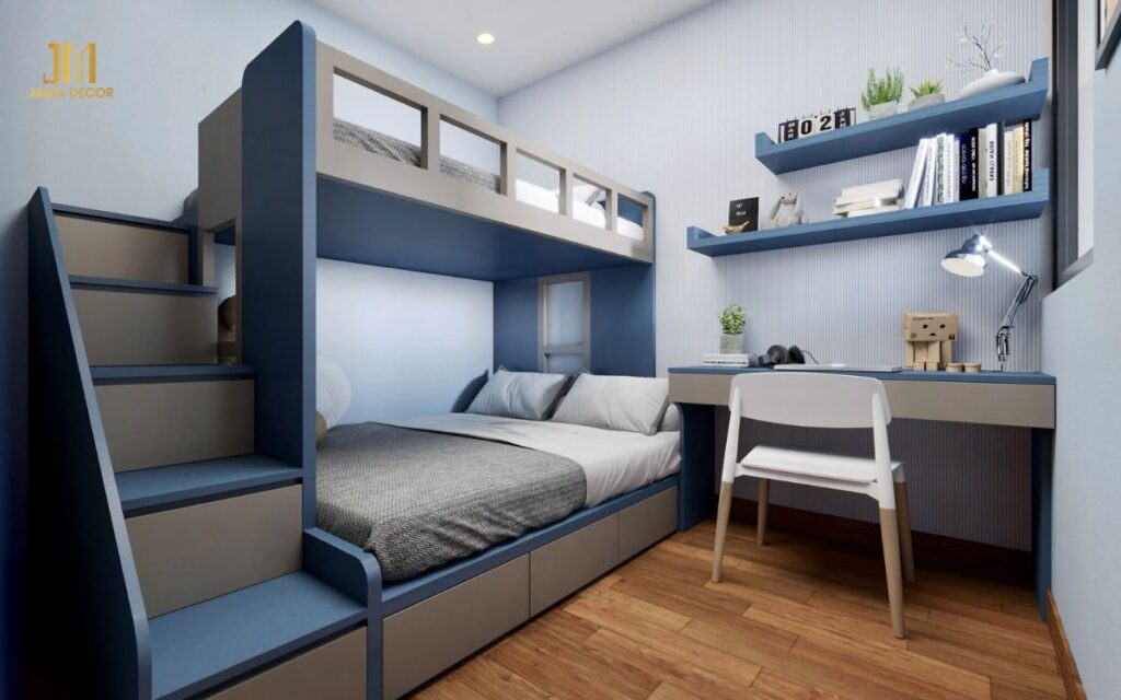 15+ mẫu thiết kế nội thất cho phòng ngủ 12m2 đẹp và tiện nghi 25 Mẫu thiết kế nội thất phòng ngủ giường tầng cho bé gái