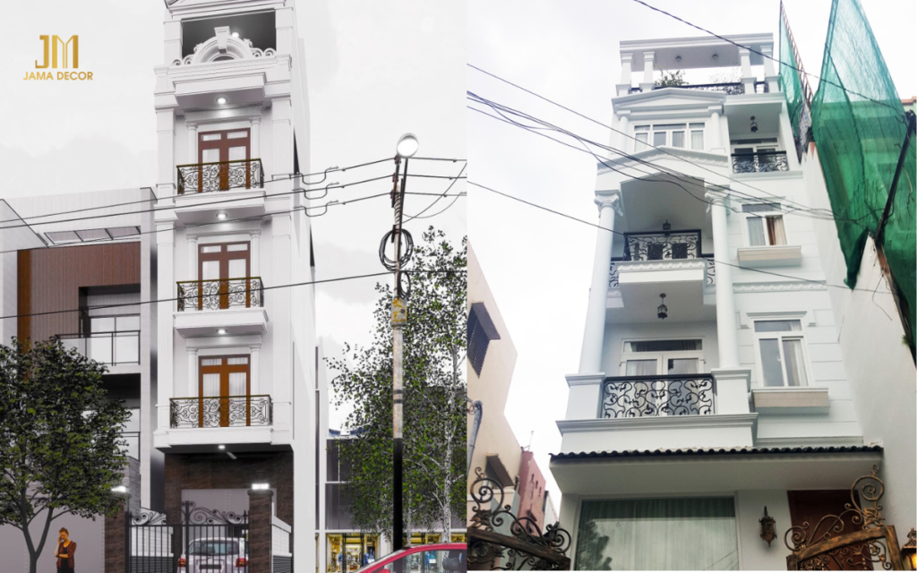 Sử dụng cổng nhà lớn vừa tạo sự sang trọng đồng thời thuận tiện trong việc duy chuyển ra vào