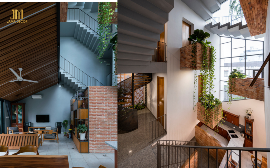 Nguồn sáng tự nhiên từ giếng trời trong nhà ống lệch tầng