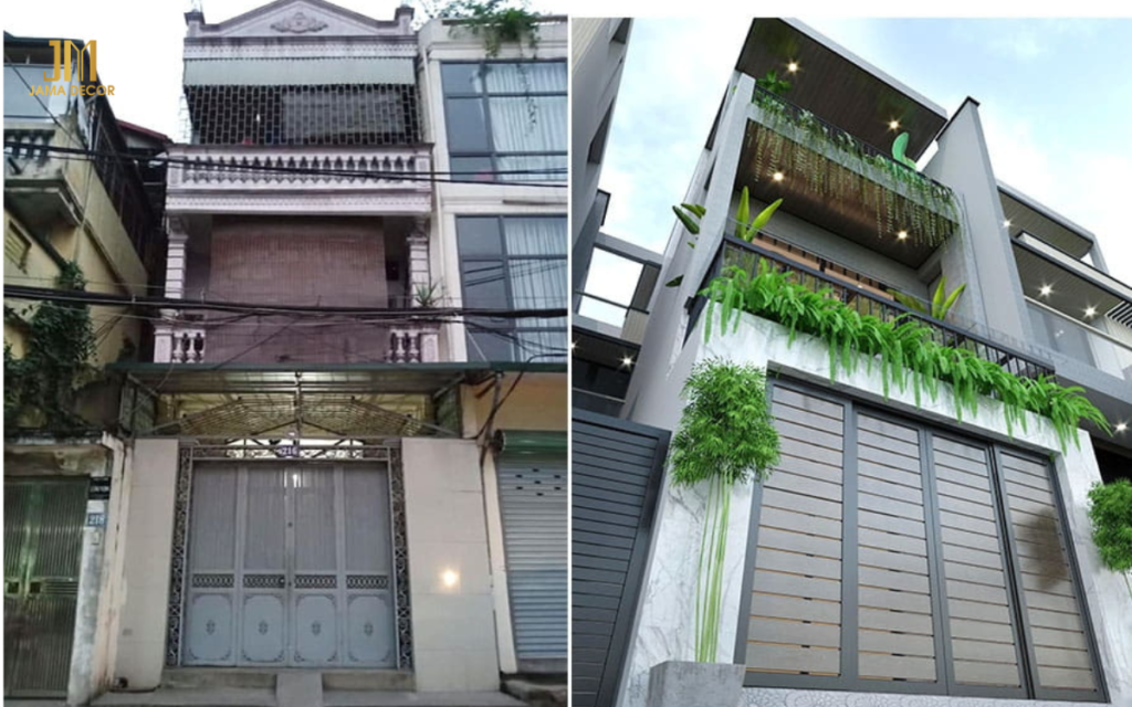 Mặt tiền của nhà ống trước và sau khi cải tạo
