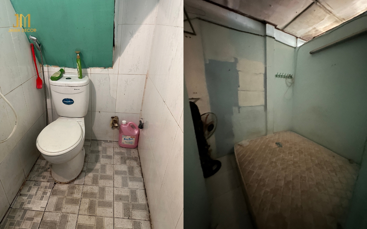 Các căn phòng trong nhà xuống cấp nặng nề