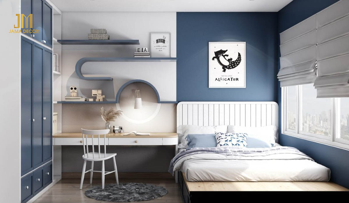 Phòng ngủ phong cách biển xanh mang đến cảm giác thoải mái