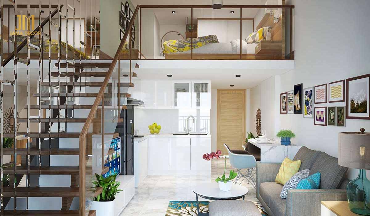 Nhà 18m2 hiện đại với 1 gác lửng thiết kế thông minh