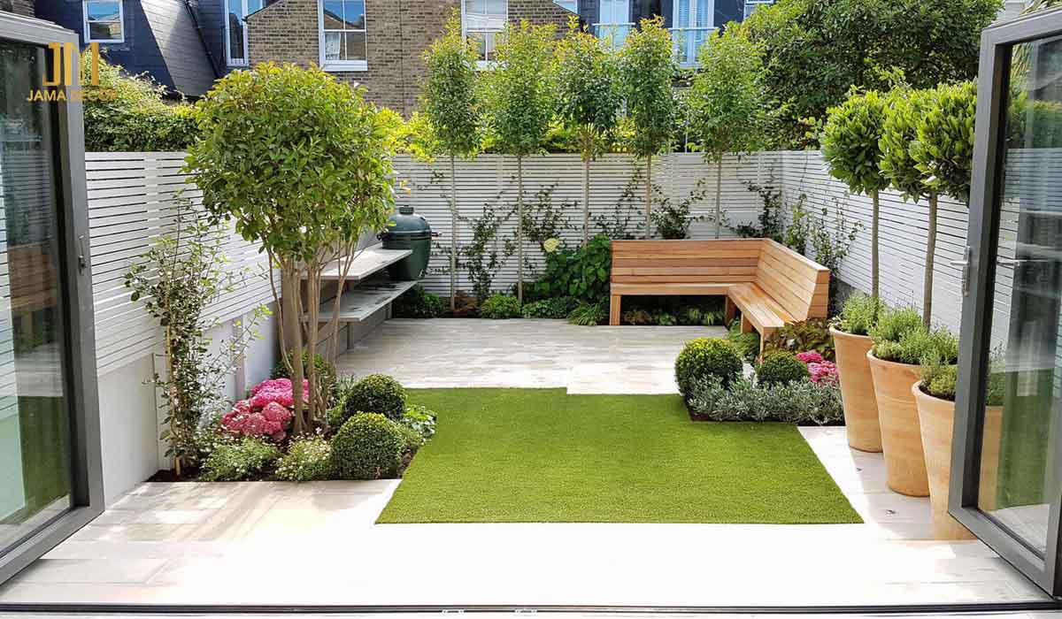 Bố trí khoảng không gian sân vườn để được thư giãn sau những ngày làm việc mệt mỏi