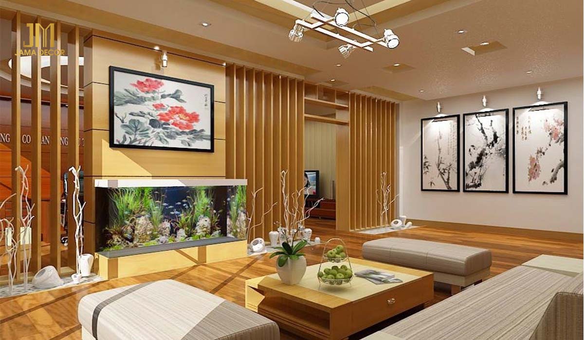 Phòng khách được bố trí nội thất sang trọng